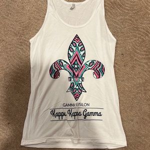 White Kappa Kappa Gamma Letter Cut Off T-Shirt